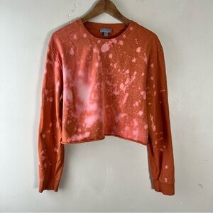 COS Orange Tie-Dye Cropped Crewneck Sweater